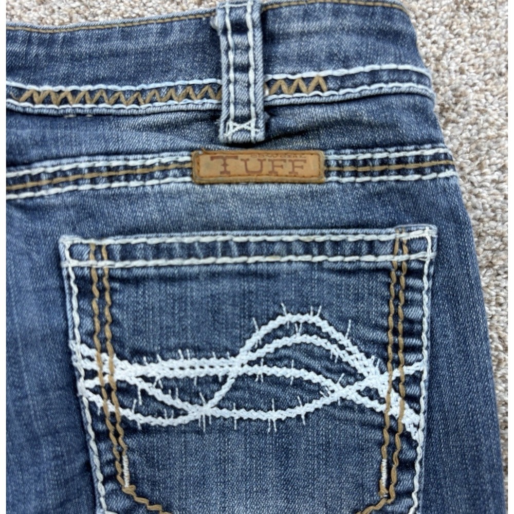 Cowgirl Tuff Don't Fence Me In Bootcut Jean Womens 31 Blue Saddle Stitch Western - Picture 3 of 11